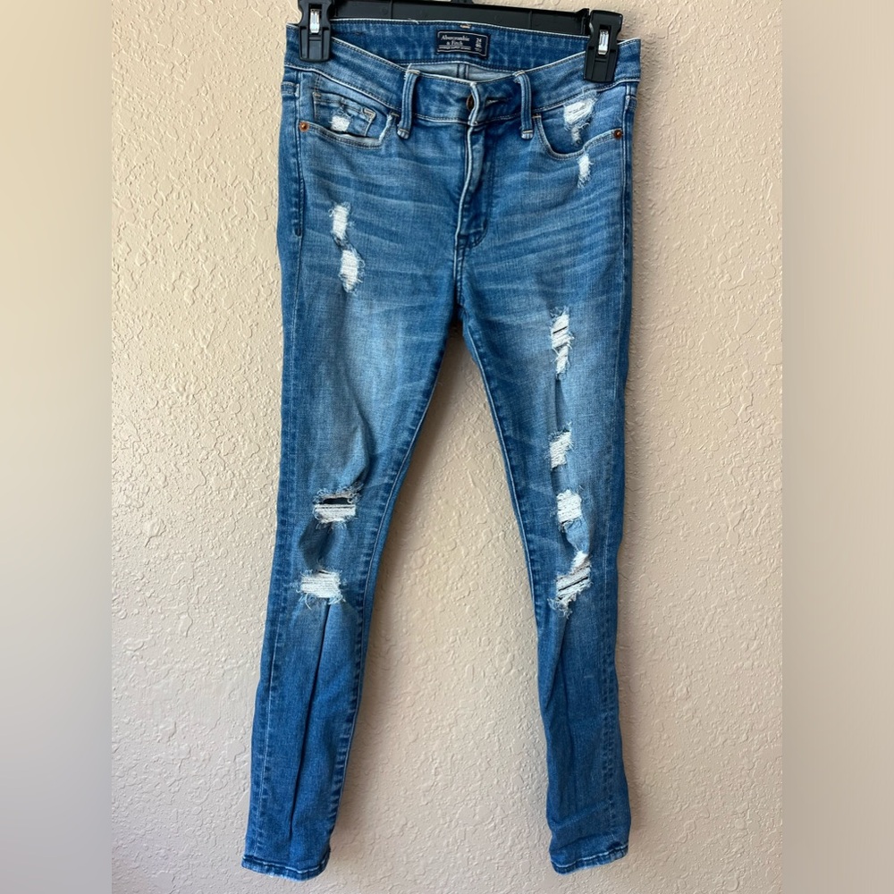 Womens Abercrombie & Fitch Harper Super Skinny Distressed Jeans Sz 24/00 EUC